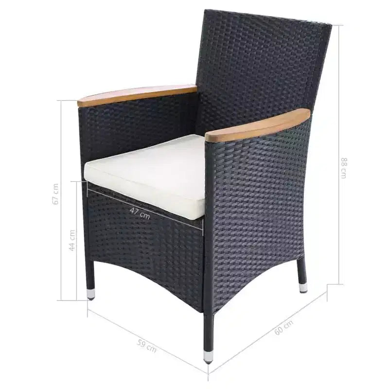 vidaXL Ensemble de salle à manger de patio Table et chaises rondes d'extérieur en rotin et bois d'acacia