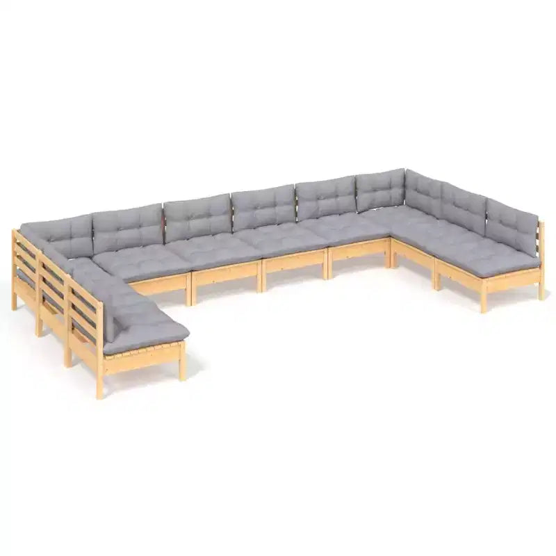 vidaXL Garden Lounge Set Grey Solid pinewood, fabric Medium Modular