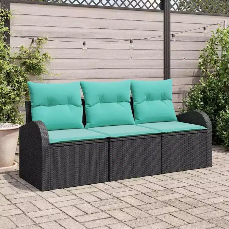 vidaXL Salon de jardin 3 pcs - Noir et turquoise
