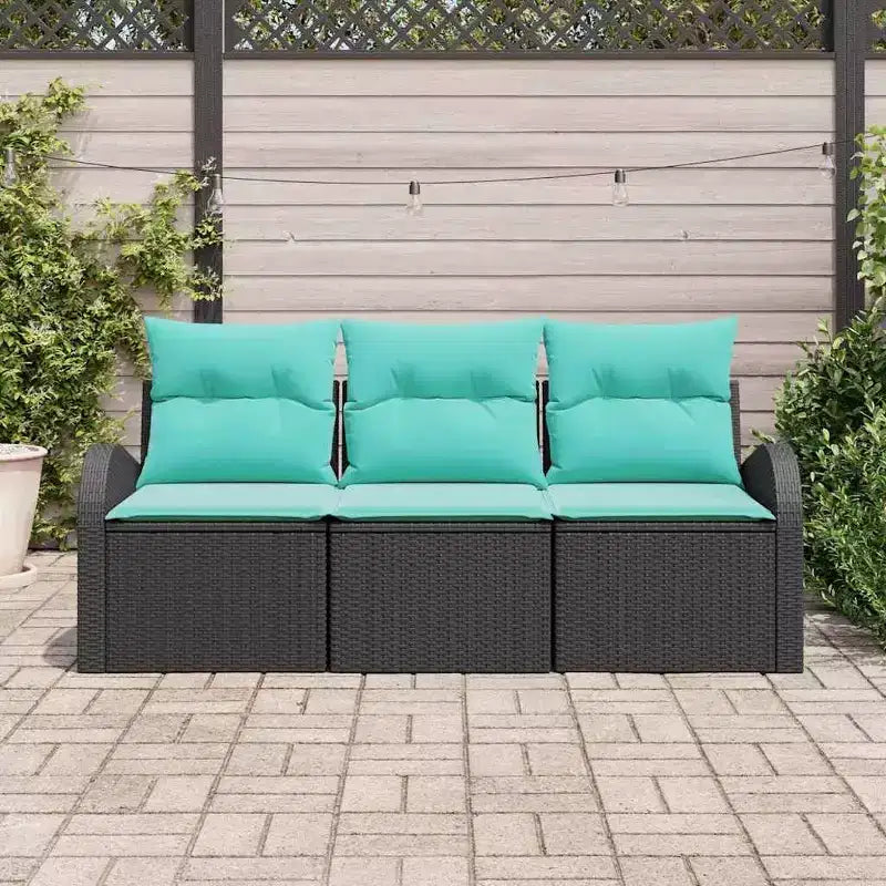 vidaXL Salon de jardin 3 pcs - Noir et turquoise