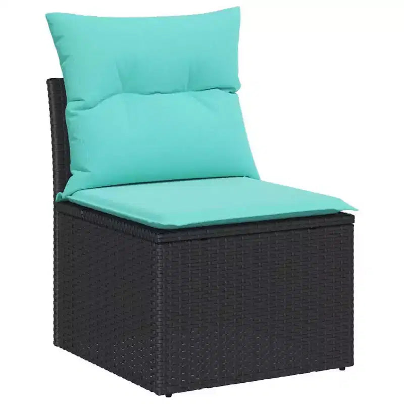 vidaXL Salon de jardin 3 pcs - Noir et turquoise