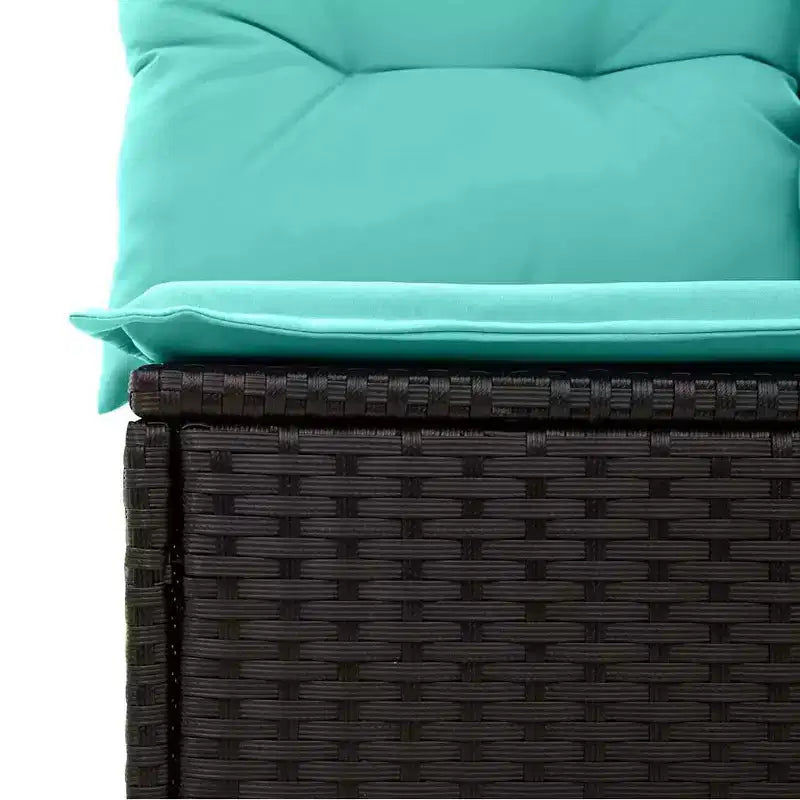 vidaXL Salon de jardin 3 pcs - Noir et turquoise