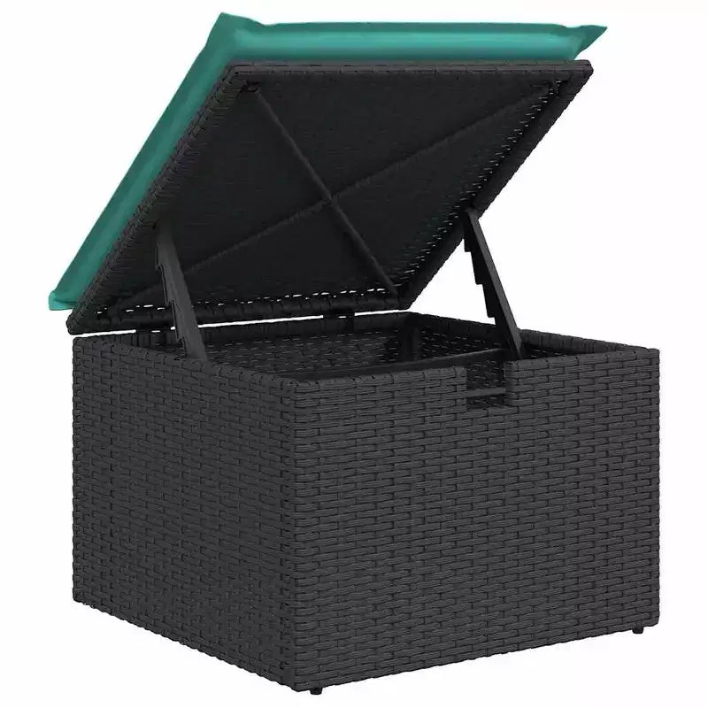 vidaXL Salon de jardin avec coussins 5 pcs Résine tressée noir - Noir sans table Bleu