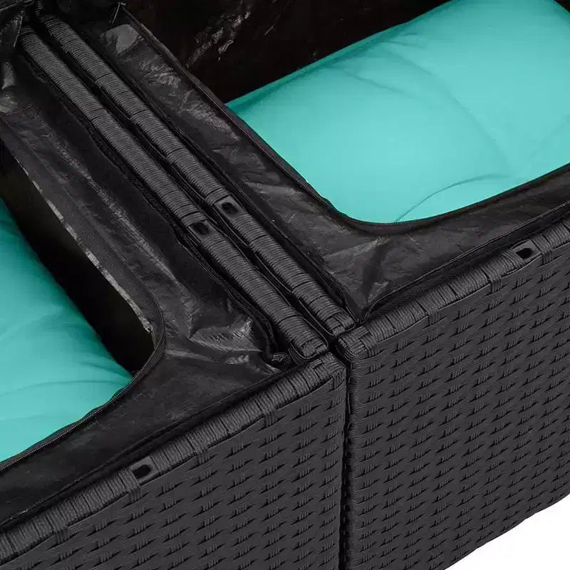vidaXL Salon de jardin avec coussins 8 pcs Résine tressée noir - Noir sans table Bleu