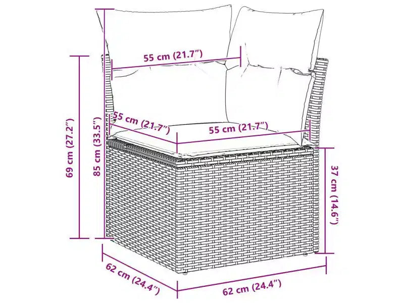 vidaXL Ensemble de canapés de jardin 9 pcs Marron Résine tressée