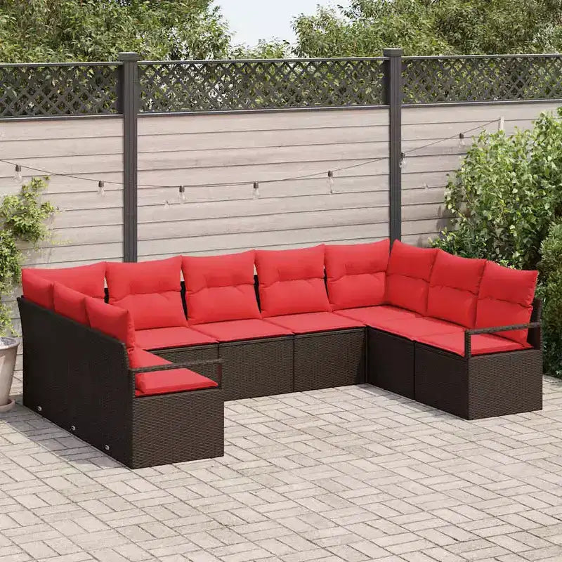 vidaXL Ensemble de canapés de jardin 9 pcs Marron Résine tressée
