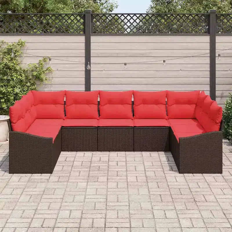vidaXL Ensemble de canapés de jardin 9 pcs Marron Résine tressée