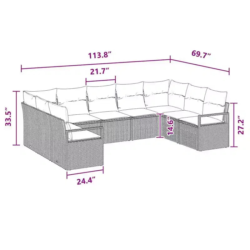 vidaXL Ensemble de canapés de jardin 9 pcs Marron Résine tressée