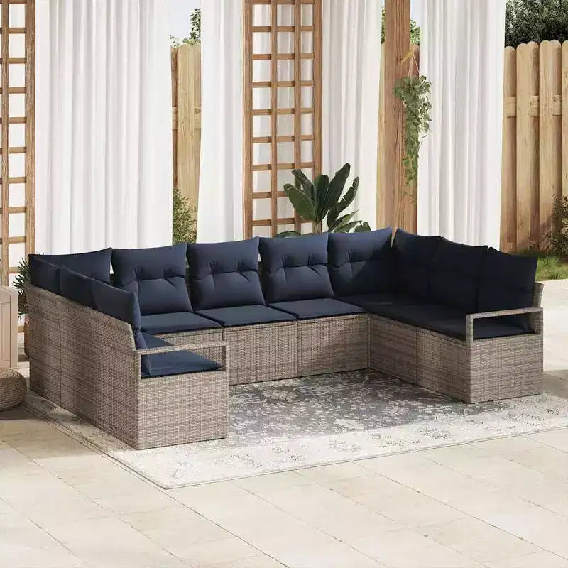 vidaXL Ensemble de canapés de jardin 9 pcs Marron Résine tressée
