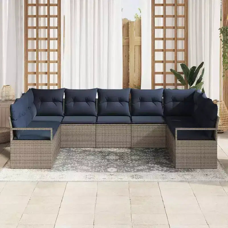 vidaXL Ensemble de canapés de jardin 9 pcs Marron Résine tressée