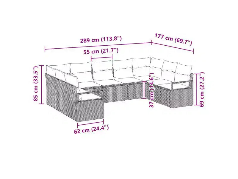 vidaXL Ensemble de canapés de jardin 9 pcs Marron Résine tressée