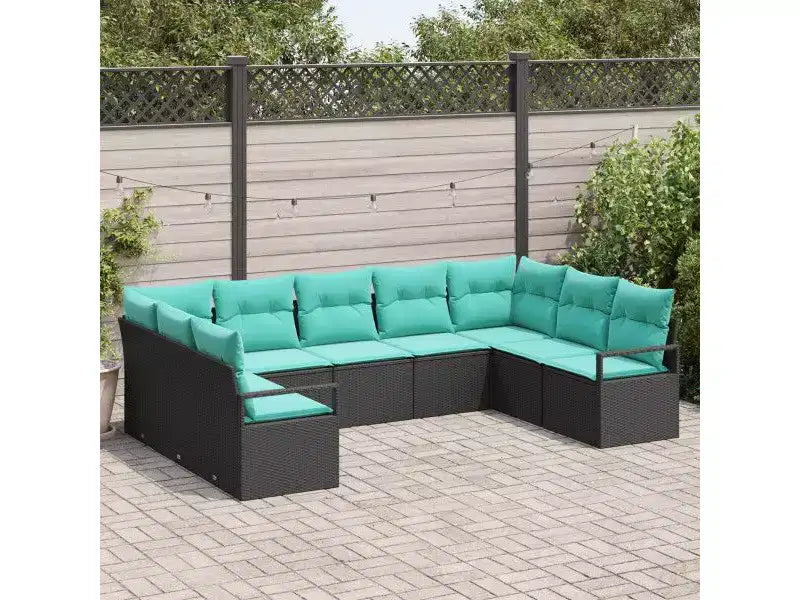 vidaXL Ensemble de canapés de jardin 9 pcs Marron Résine tressée
