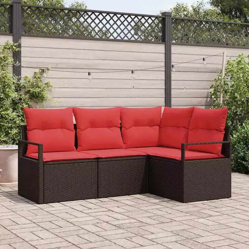 vidaXL Salon de jardin 4 pcs Marron Résine tressée