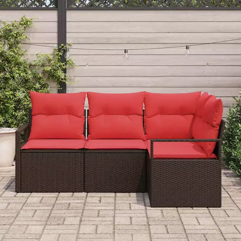 vidaXL Salon de jardin 4 pcs Marron Résine tressée
