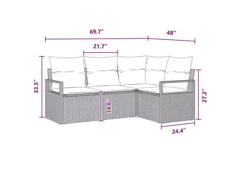 vidaXL Salon de jardin 4 pcs Marron Résine tressée