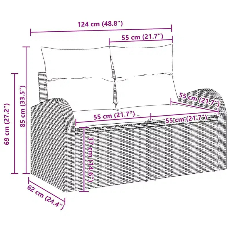 vidaXL Salon de jardin 10 pcs marron en rotin synthétique