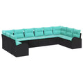 vidaXL Salon de jardin 10 pcs marron en rotin synthétique