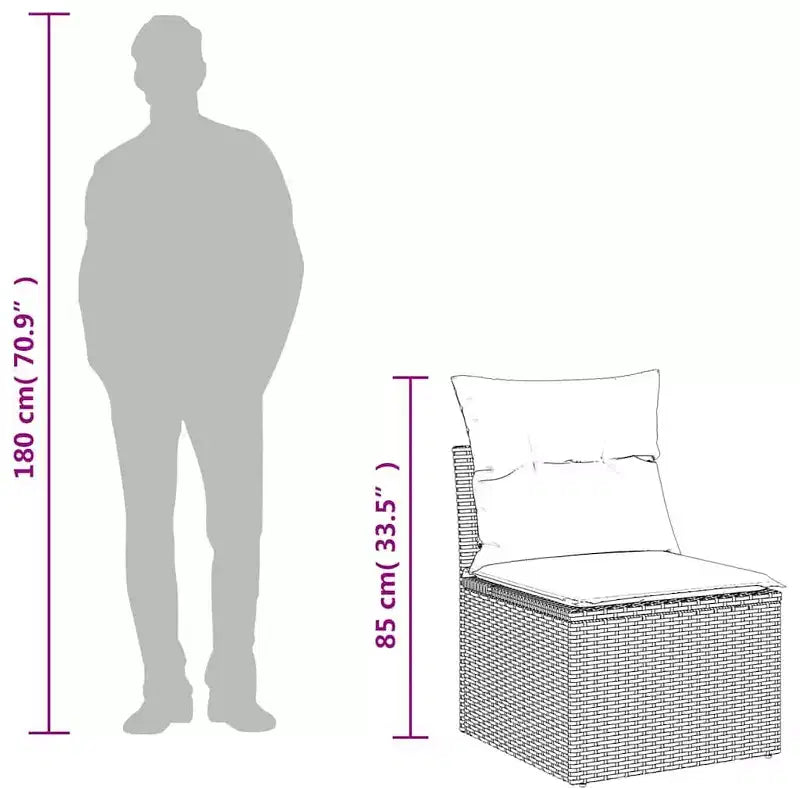vidaXL Salon de jardin 6 pièces avec coussins, gris, résine tressée