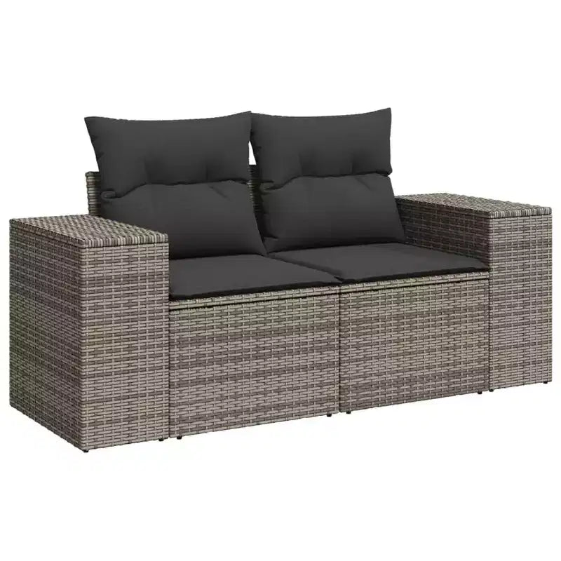 vidaXL Salon de jardin 6 pièces avec coussins, gris, résine tressée