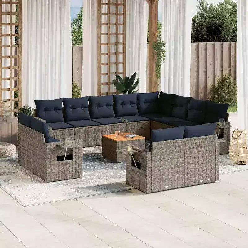 vidaXL Ensemble de canapés de jardin 13 pcs avec coussins résine tressée noir