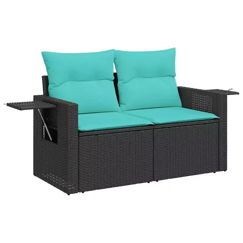 vidaXL Ensemble de canapés de jardin 13 pcs avec coussins résine tressée noir