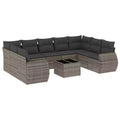 vidaXL 10 Piece Patio Sofa Set with Cushions Gray Poly Rattan