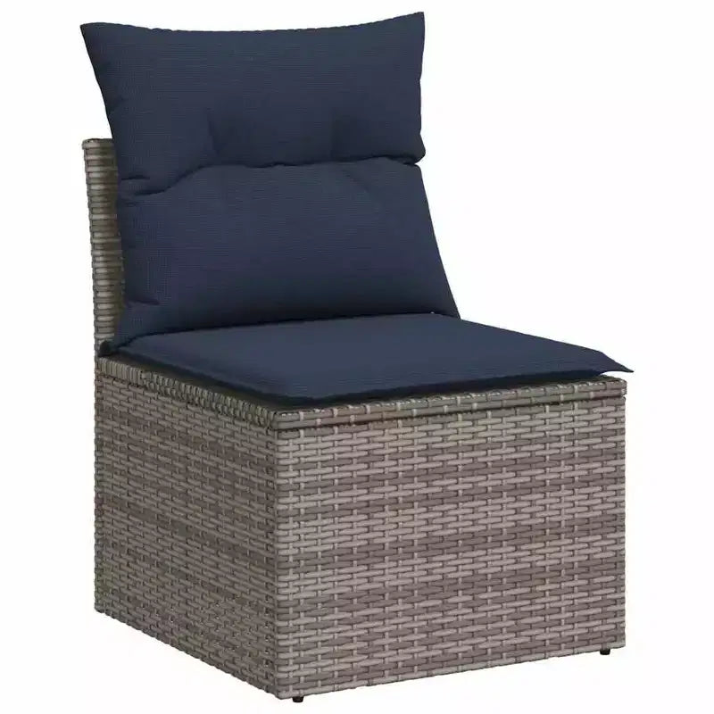 vidaXL Salon de jardin 10 pcs avec coussins Résine tressée Gris