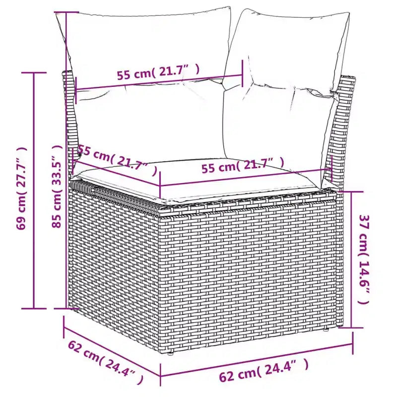 vidaXL Ensemble de canapés de jardin 7 pièces avec coussins, sectionnel d'extérieur en résine tressée, modulable, table ajustable