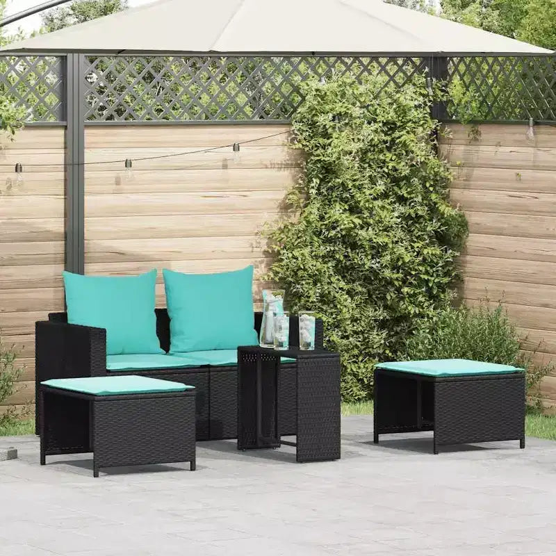 vidaXL Salon de jardin 5 pcs avec coussins empilable Gris Résine tressée