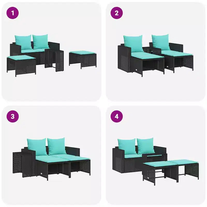 vidaXL Salon de jardin 5 pcs avec coussins empilable Gris Résine tressée