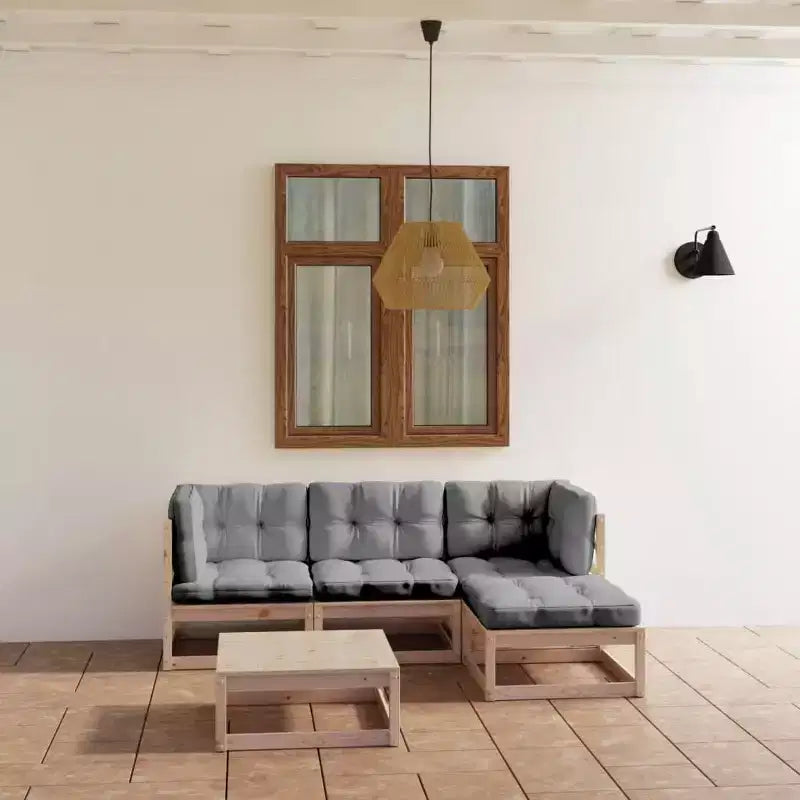 vidaXL Ensemble de meubles de patio 5 pièces canapé sectionnel extérieur bois de pin massif