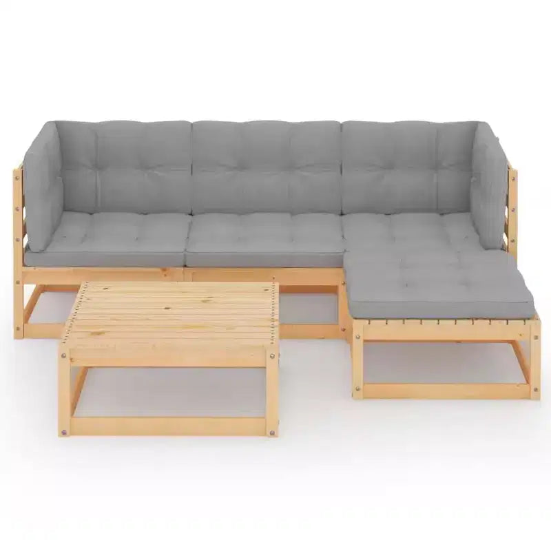 vidaXL Ensemble de meubles de patio 5 pièces canapé sectionnel extérieur bois de pin massif