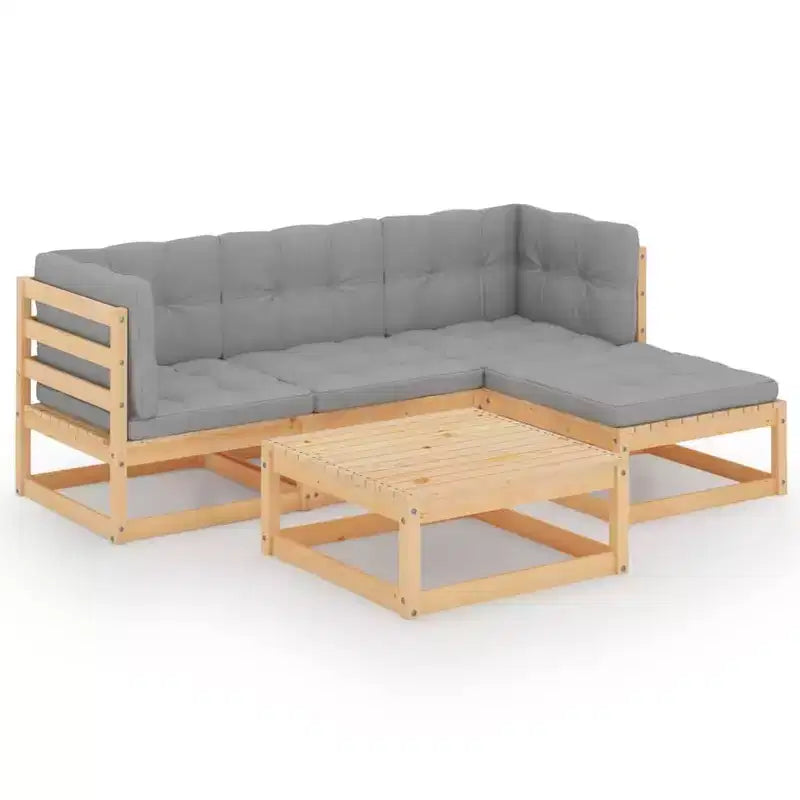 vidaXL Ensemble de meubles de patio 5 pièces canapé sectionnel extérieur bois de pin massif