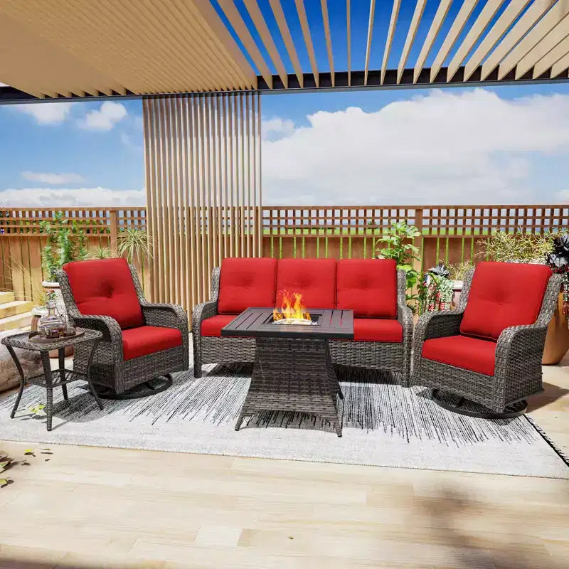 Salon de jardin UPTIOT avec brasero carré