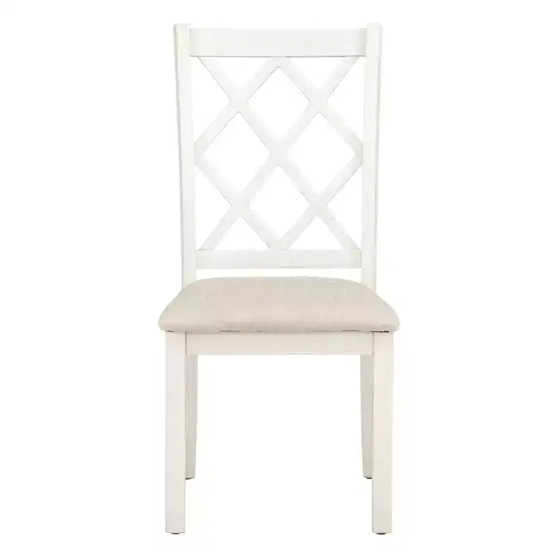 Ensemble de salle à manger 5 pièces de style ferme pour 4 personnes, table de cuisine ronde en bois avec 4 chaises rembourrées
