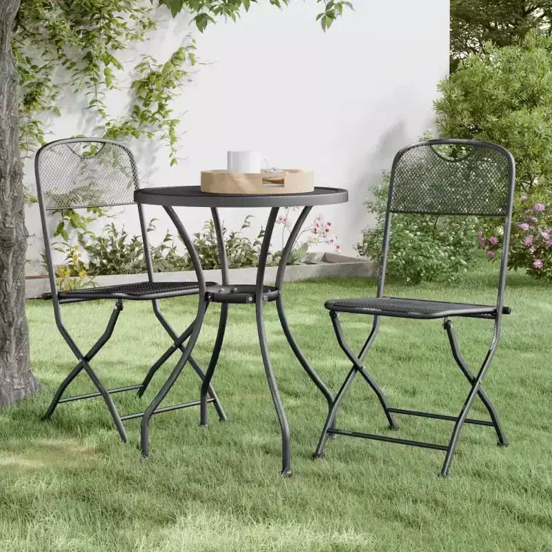 vidaXL Ensemble de Repas de Jardin en Métal Déployé Anthracite
