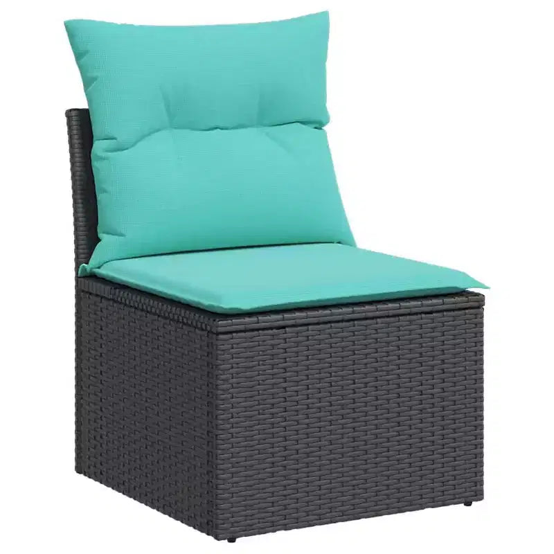 vidaXL Salon de jardin avec table noir et bleu