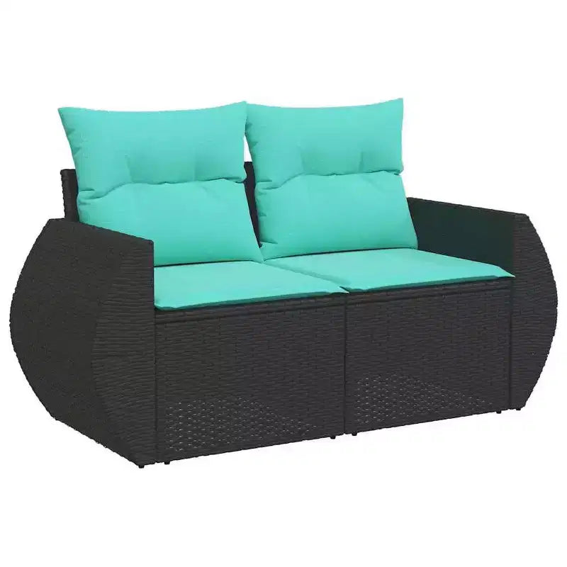 vidaXL Salon de jardin avec table noir et bleu