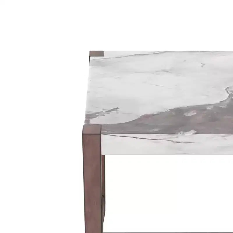 Ensemble de salle à manger 3 pièces à hauteur de comptoir avec table en faux marbre et 2 chaises rembourrées, pour cuisine de pub ou petit espace