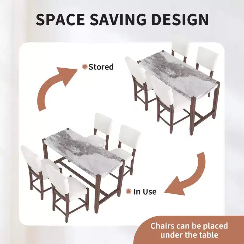 Ensemble de salle à manger 3 pièces à hauteur de comptoir avec table en faux marbre et 2 chaises rembourrées, pour cuisine de pub ou petit espace
