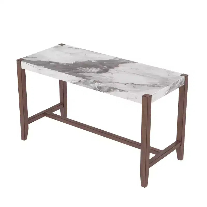 Ensemble de salle à manger 3 pièces à hauteur de comptoir avec table en faux marbre et 2 chaises rembourrées, pour cuisine de pub ou petit espace