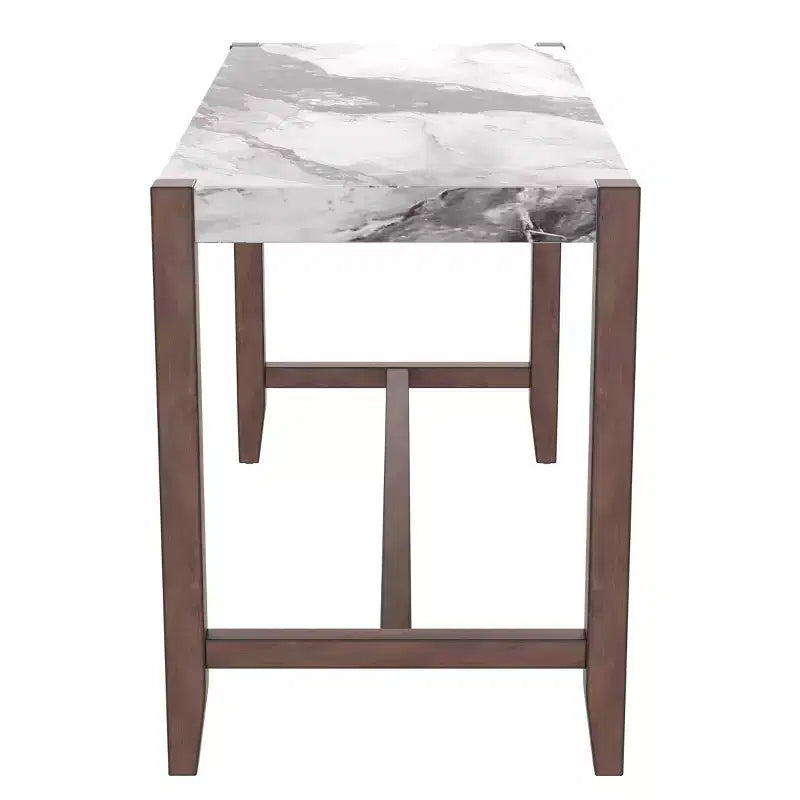 Ensemble de salle à manger 3 pièces à hauteur de comptoir avec table en faux marbre et 2 chaises rembourrées, pour cuisine de pub ou petit espace