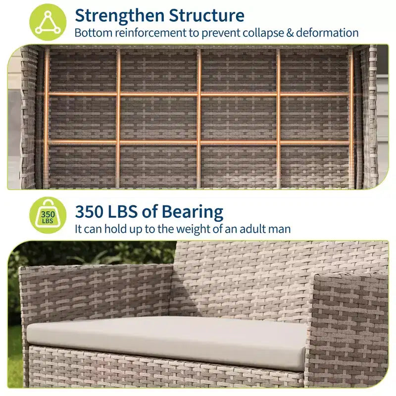 Ensemble de meubles de patio en rotin 4 pièces - Canapé d'extérieur, 2 chaises et table basse avec coussins pour jardin, cour ou véranda