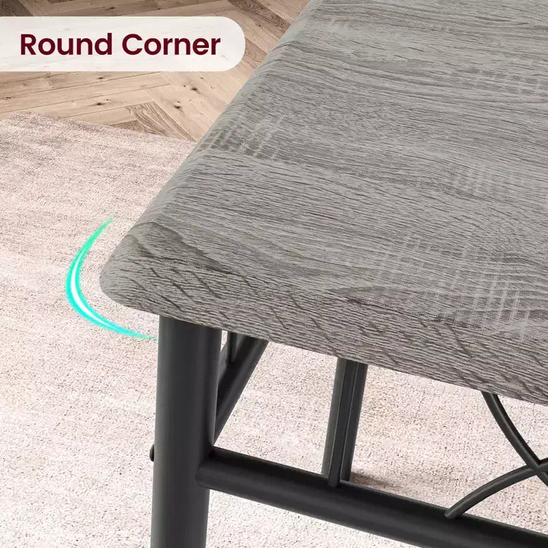 Ensemble de table à manger 5 pièces pour 4 personnes, table de cuisine rectangulaire avec chaises rembourrées, cadre en métal robuste, gris rustique, pour appartement/salle à manger moderne