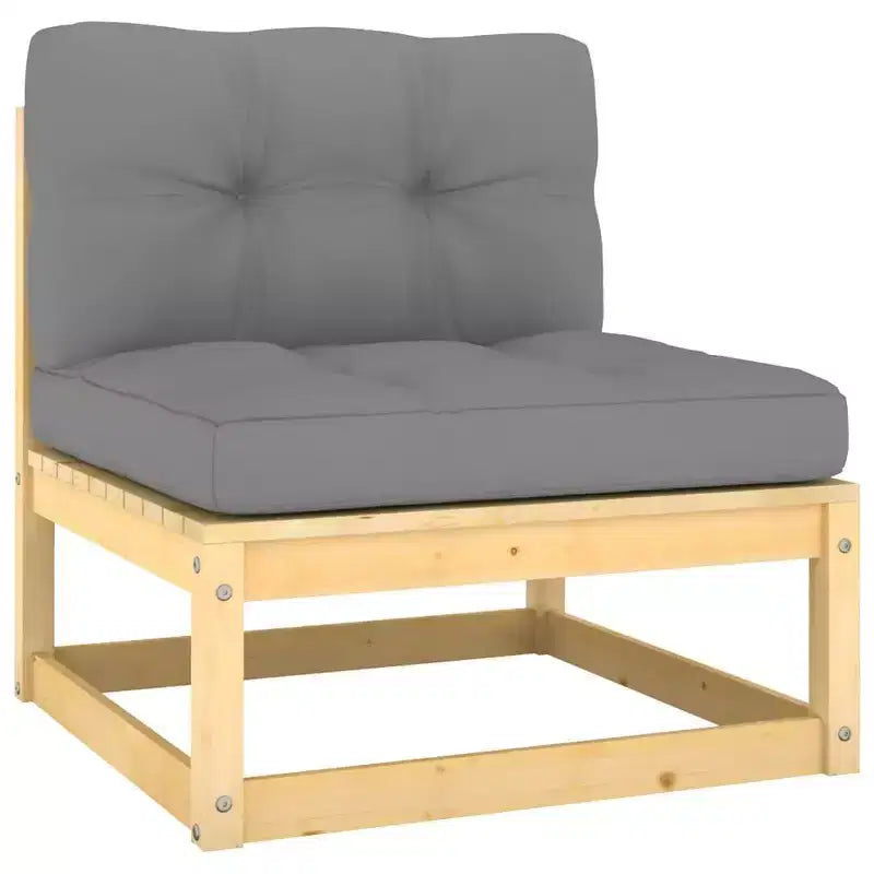 vidaXL Salon de jardin gris Bois de pin massif et polyester 5 pièces