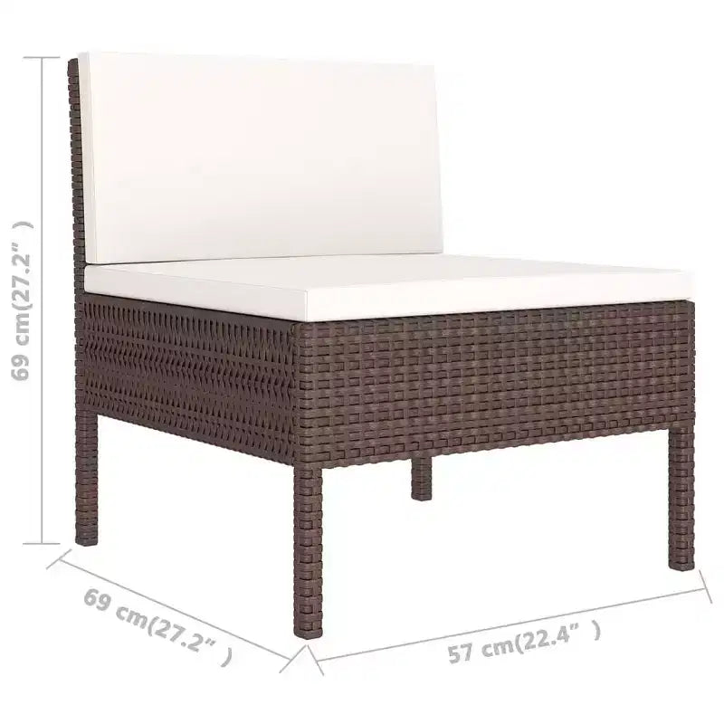 vidaXL Salon de jardin marron résine tressée Taille moyenne Nombreuses places assises