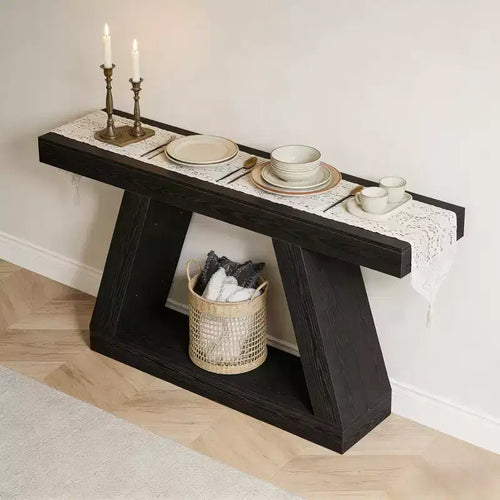GDFStudio Maya 2-Tier Farmhouse Wooden Console Table