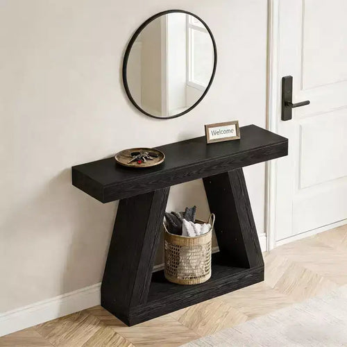 Black 2-Tier Farmhouse Console Table, 55"