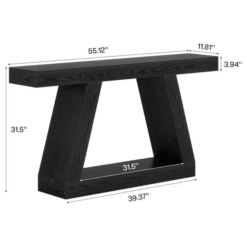 Black 2-Tier Farmhouse Console Table, 55"