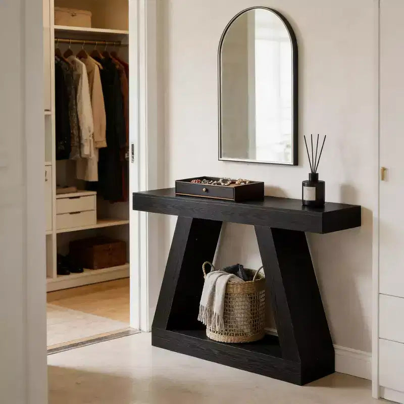 Black 2-Tier Farmhouse Console Table, 55"